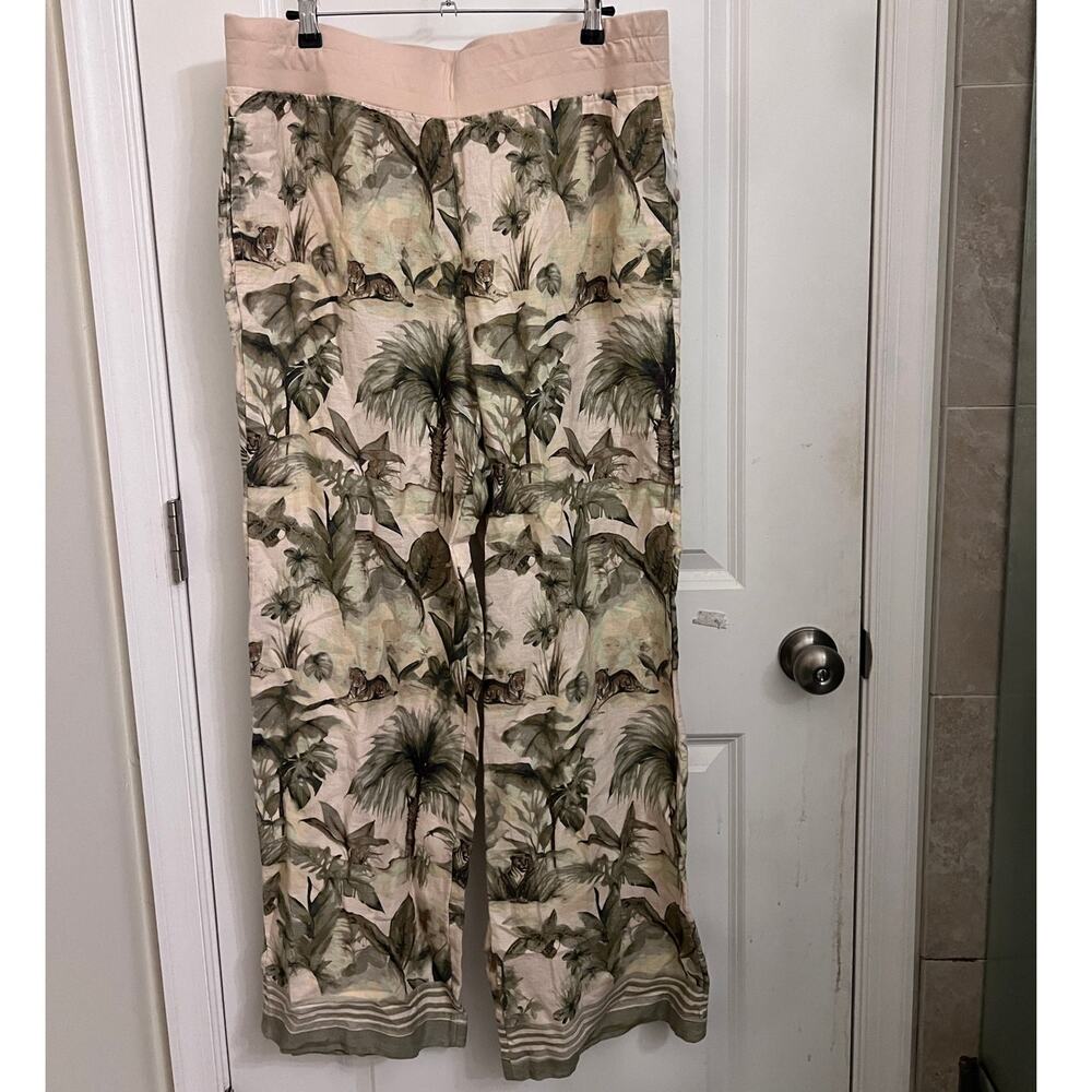Soft Surroundings Aliso Point Linen Pants Large Tall Relaxed Wide Leg Resort